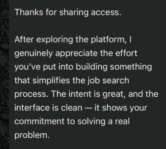 Job seeker testimonial about myjobb AI