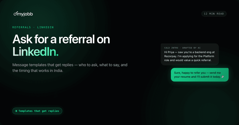 How to Ask for a Referral on LinkedIn in India (Message Templates That Get Replies) | myjobb blog cover