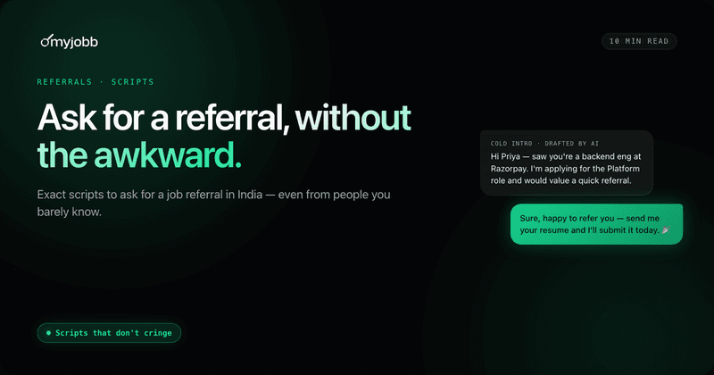 How to Ask for a Job Referral Without Being Awkward (India) | myjobb blog cover