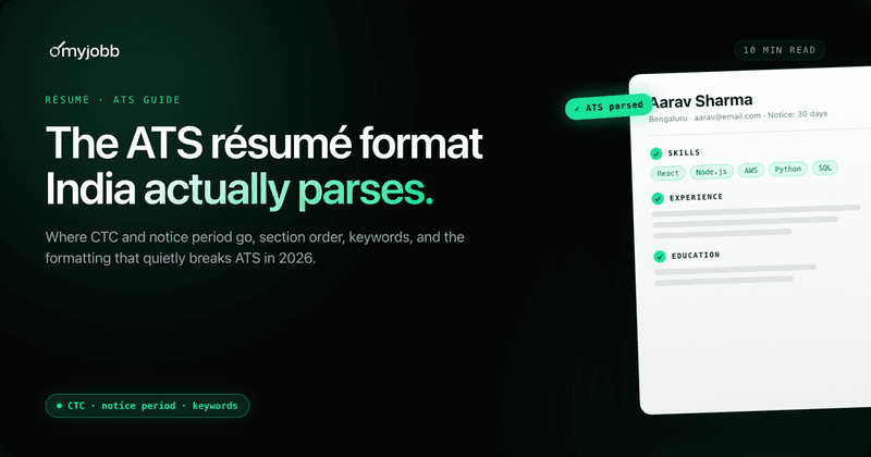 ATS Resume Format for India: CTC, Notice Period & Keyword Guide (2026) | myjobb blog cover