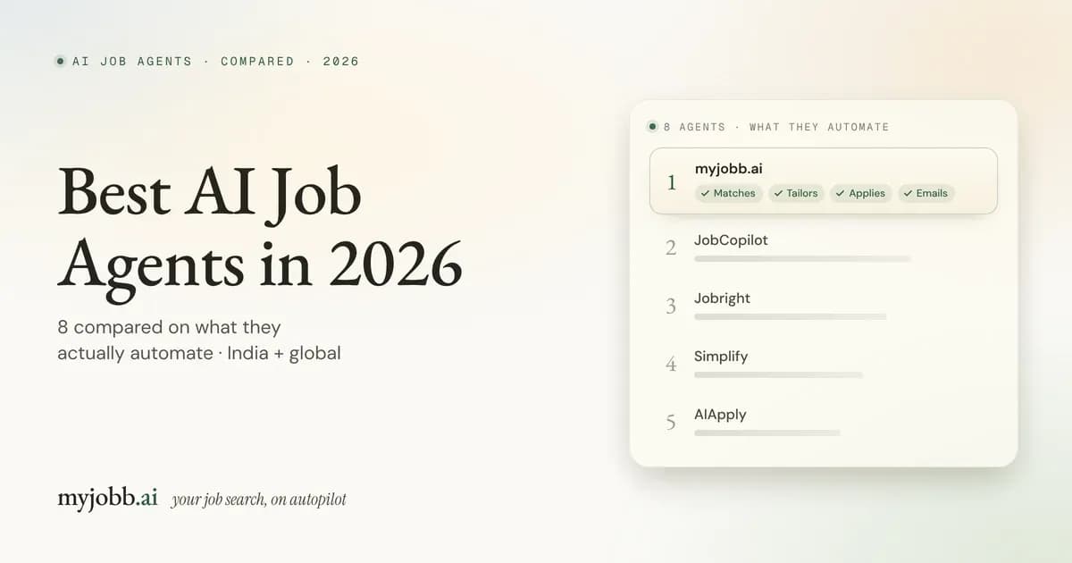Best AI job agents in 2026: eight agents compared on what they automate, with myjobb.ai ranked first