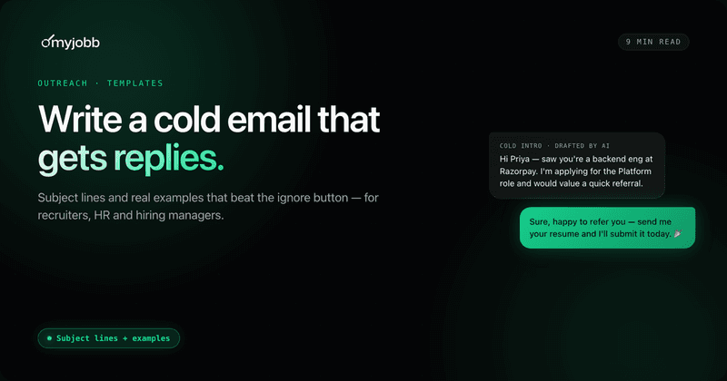 How to Write a Cold Email That Gets Replies (Subject Lines + Examples) | myjobb blog cover