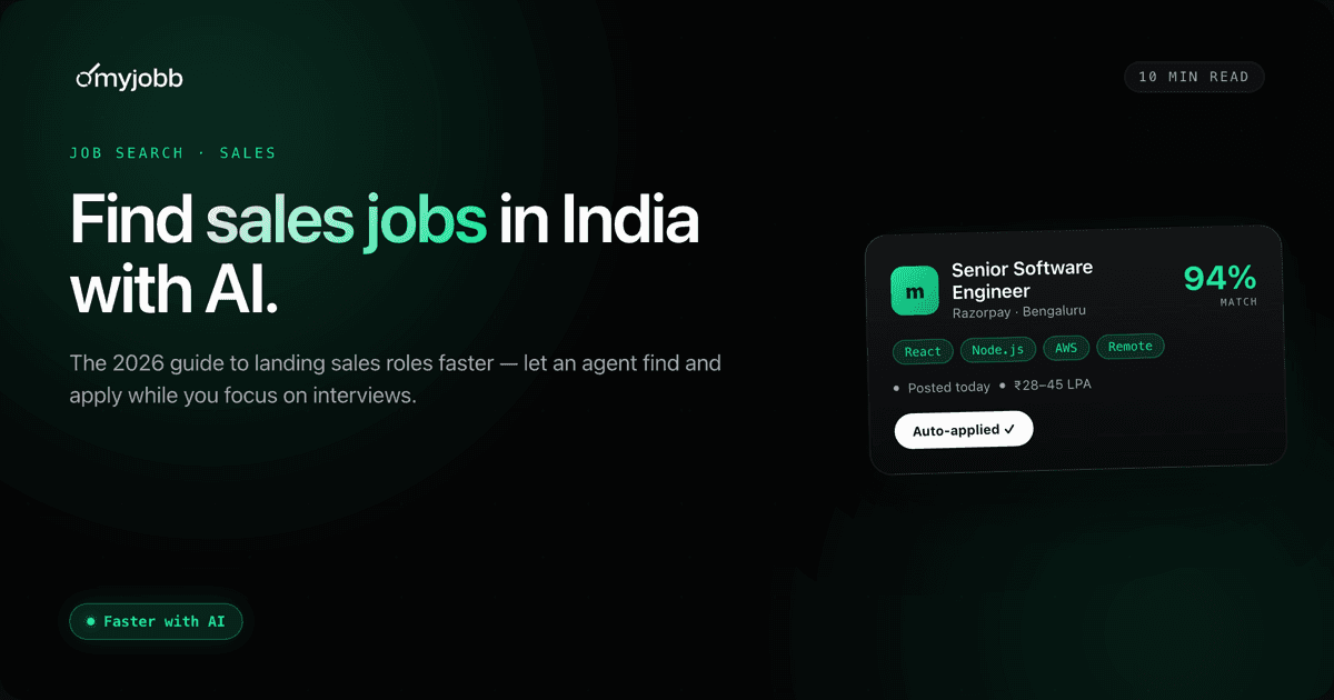 How to Find Sales Jobs in India Faster with AI (2026 Guide) | myjobb blog cover