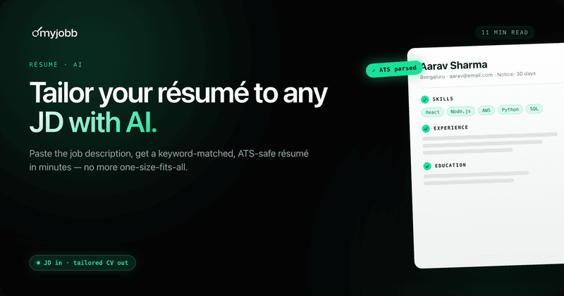 How to Tailor Your Resume to a Job Description with AI (India 2026) | myjobb blog cover