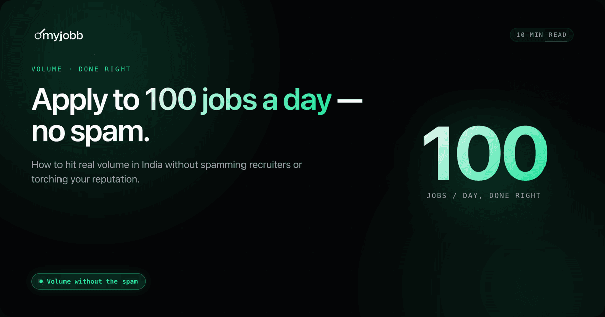 How to Apply to 100 Jobs a Day in India Without Spamming Recruiters | myjobb blog cover
