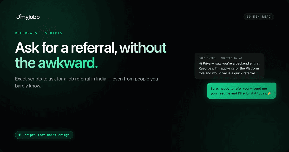 How to Ask for a Job Referral Without Being Awkward (India) | myjobb blog cover