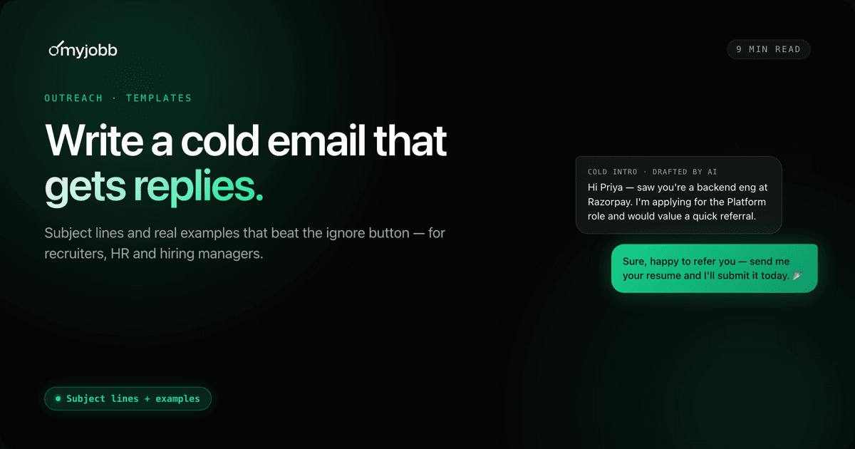 How to Write a Cold Email That Gets Replies (Subject Lines + Examples) | myjobb blog cover