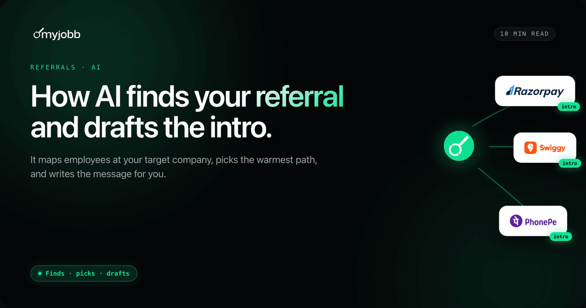 How AI Finds the Right Referral at Your Target Company (and Drafts the Intro) | myjobb blog cover