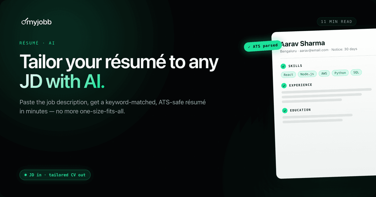How to Tailor Your Resume to a Job Description with AI (India 2026) | myjobb blog cover